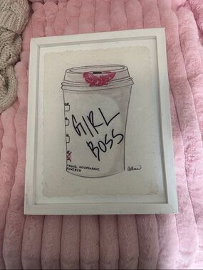 Girl Boss Coffee Cup Wall Art -Framed